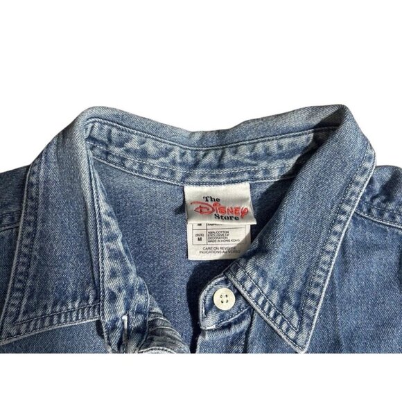 Vtg Disney Embroidered Winnie The Pooh & Eeyore Denim Button-Up Shirt, Size M - Picture 4 of 9